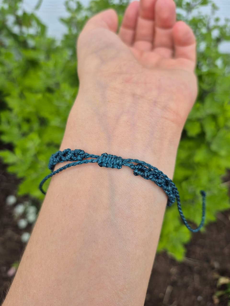 Pulsera macramé diseño Infinito piedra malaquita