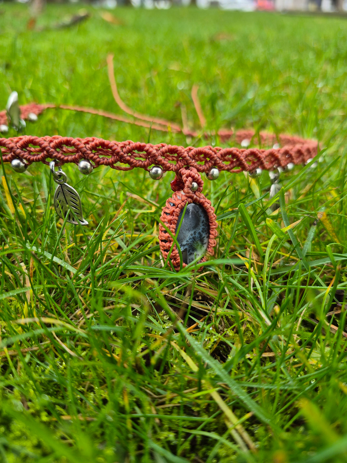 Collar Choker piedra jaspe dendritica