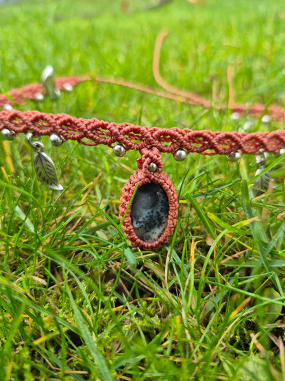 Collar Choker piedra jaspe dendritica