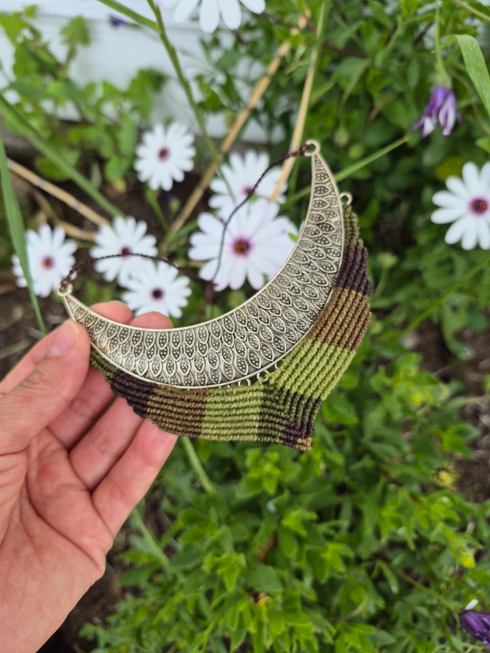 Collar macramé étnico verde