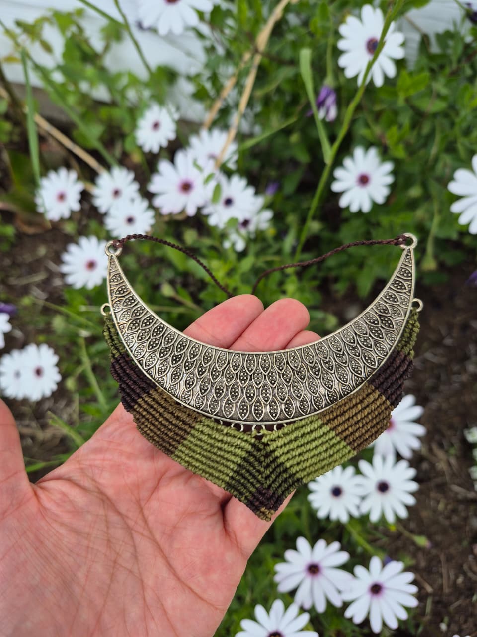 Collar macramé étnico verde