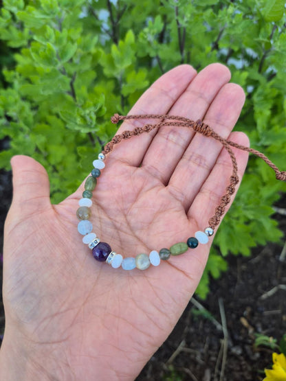 Pulsera mix piedras macramé