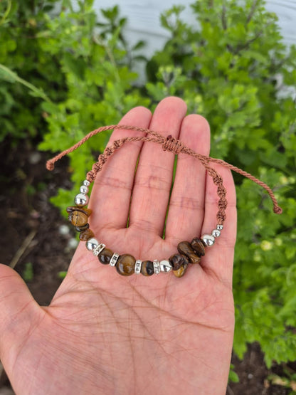 Conjunto collar + pulsera macramé ojo de tigre