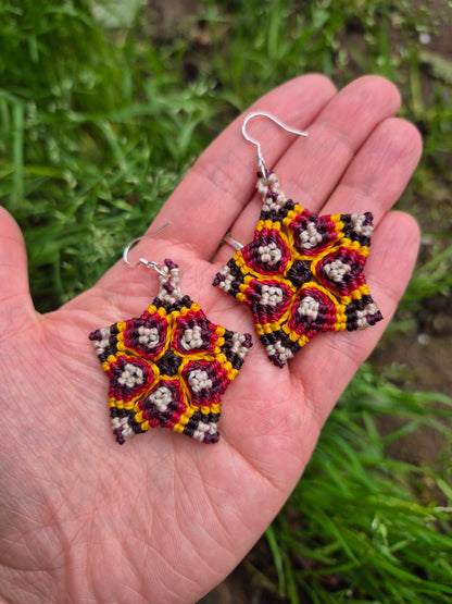 Aritos macramé mandala ganchos de plata 925