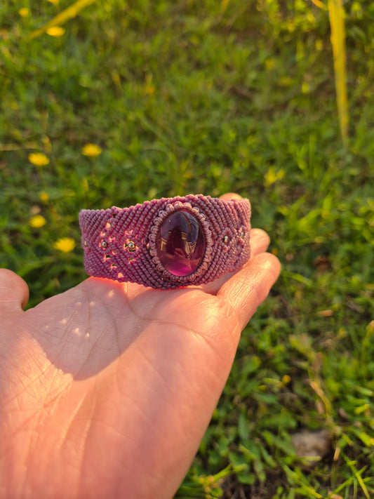 Brazalete pulsera macramé piedra amatista