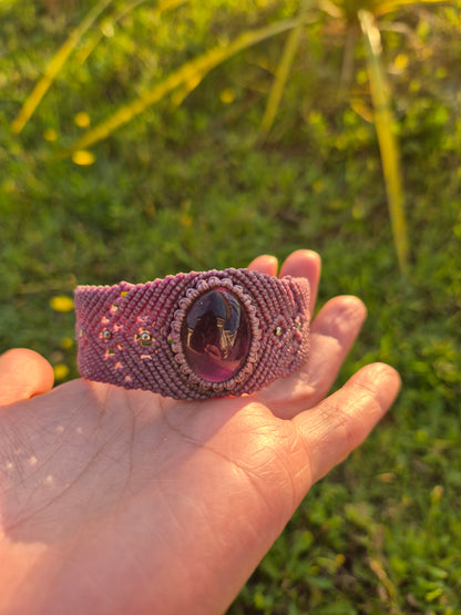 Brazalete pulsera macramé piedra amatista