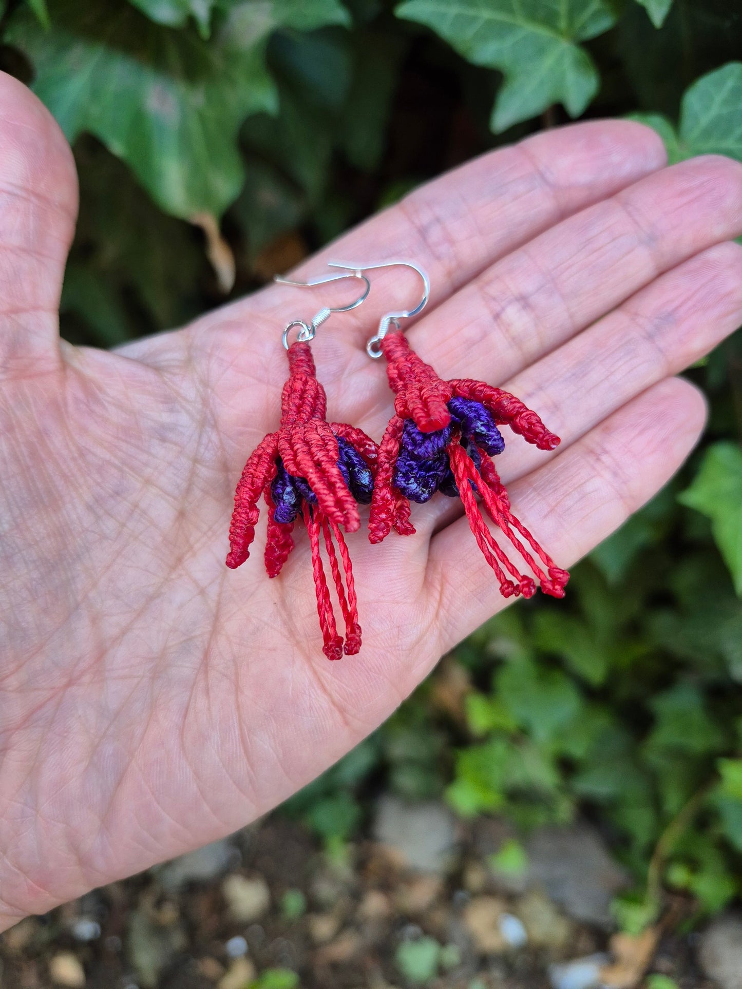Aritos macramé de flor chilco