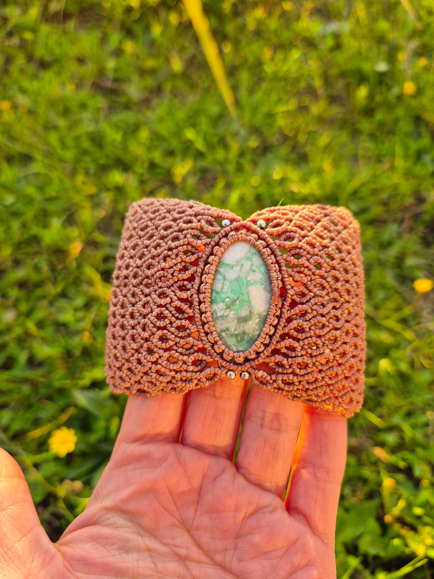 Brazalete macramé piedra variscita