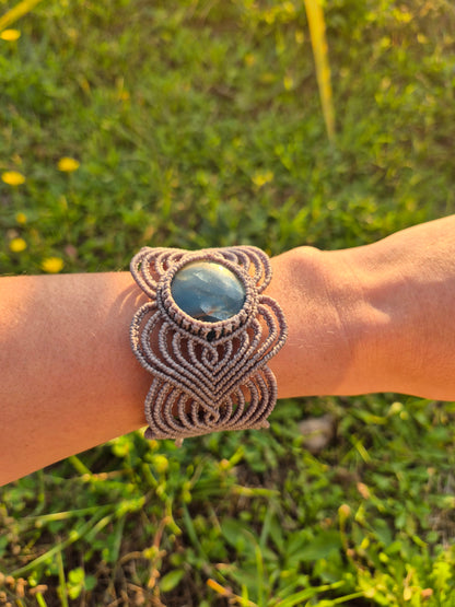 Brazalete macramé piedra onix cielo