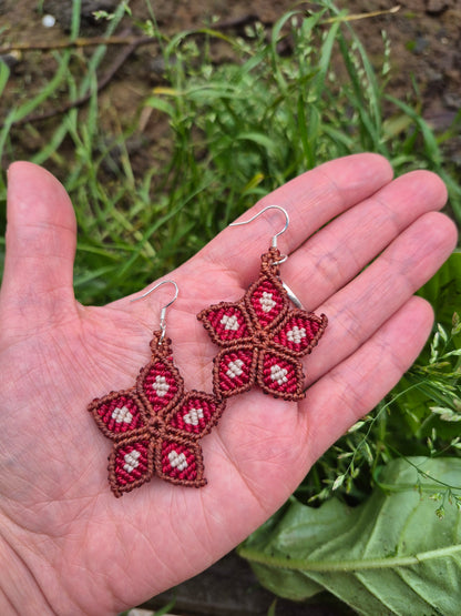 Aritos flor 5 pétalos roja