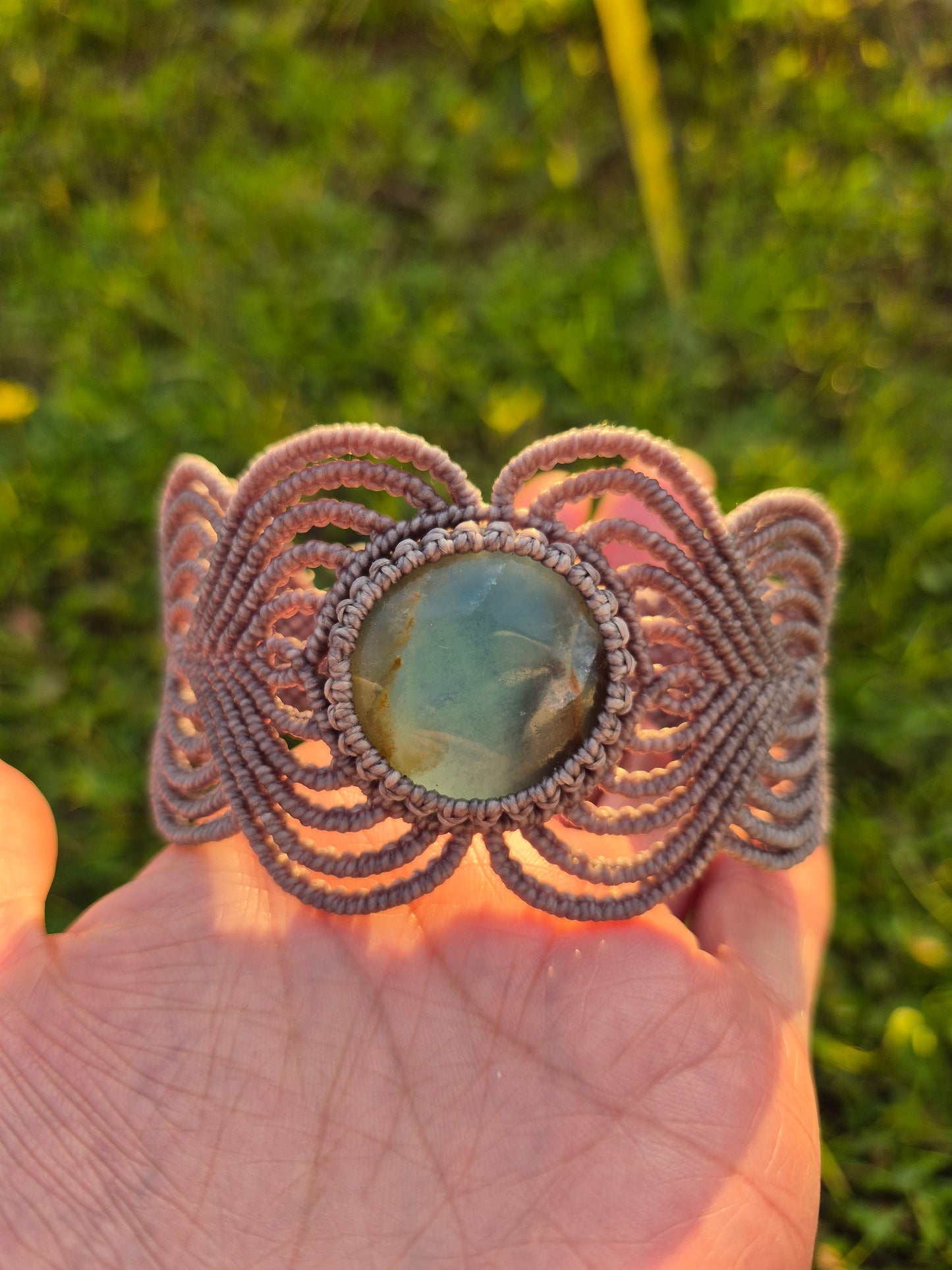 Brazalete macramé piedra onix cielo